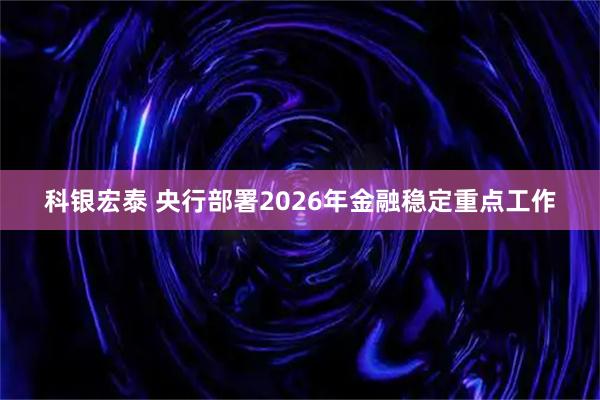 科银宏泰 央行部署2026年金融稳定重点工作