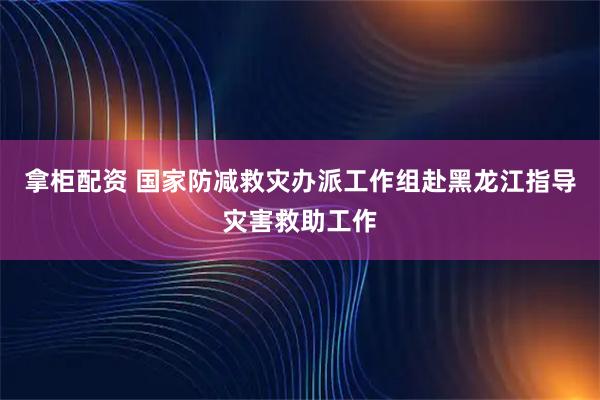 拿柜配资 国家防减救灾办派工作组赴黑龙江指导灾害救助工作